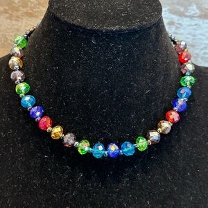 Artisan Aurora Borealis rainbow crystal chocker necklace